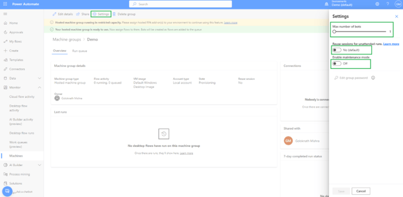 Local Machine Group Machine, Machine Groups, Hosted Machine, Hosted Machine Groups in PAD ...