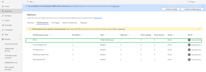 Local Machine Group Machine, Machine Groups, Hosted Machine, Hosted Machine Groups in PAD ...